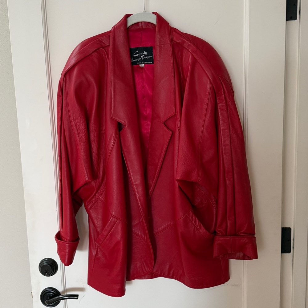 Vintage red leather jacket L